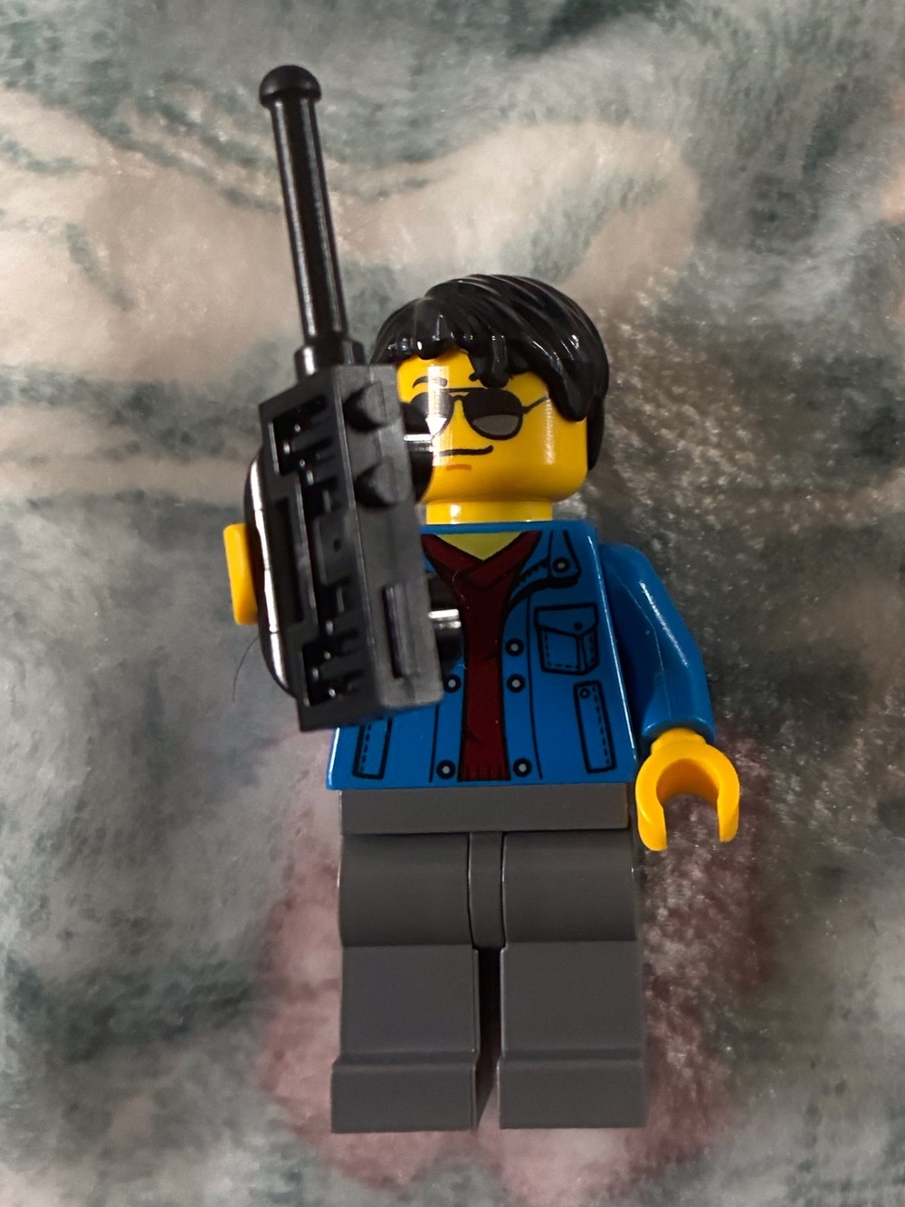 LEGO Minifigure with Blue Jacket and Black Hair